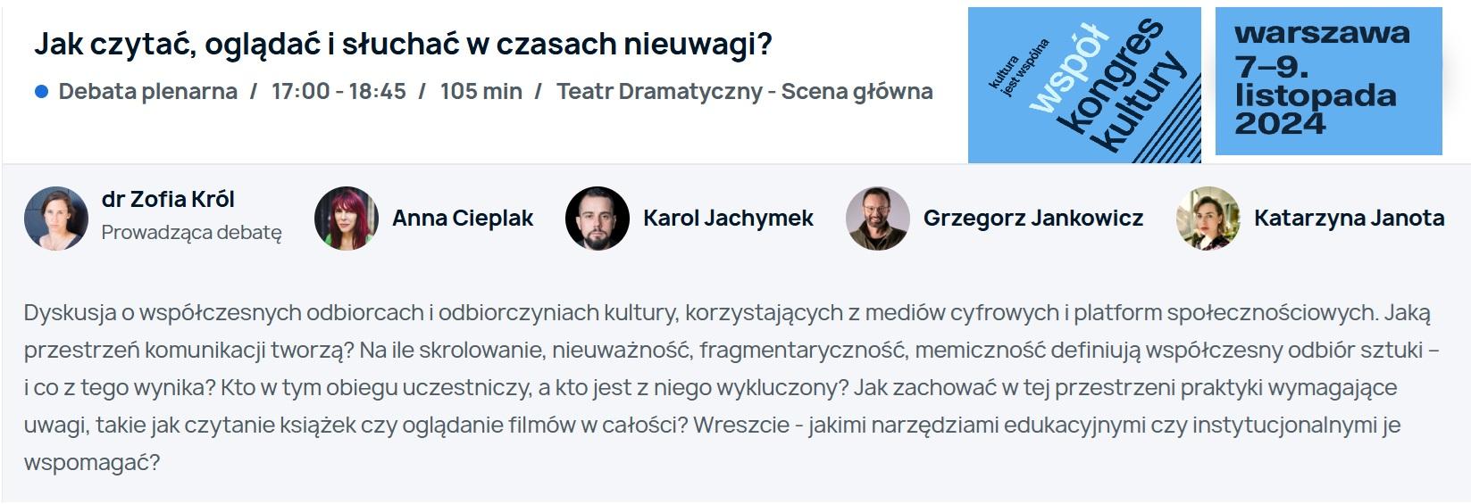 Udział w WspółKongresie Kultury w Warszawie